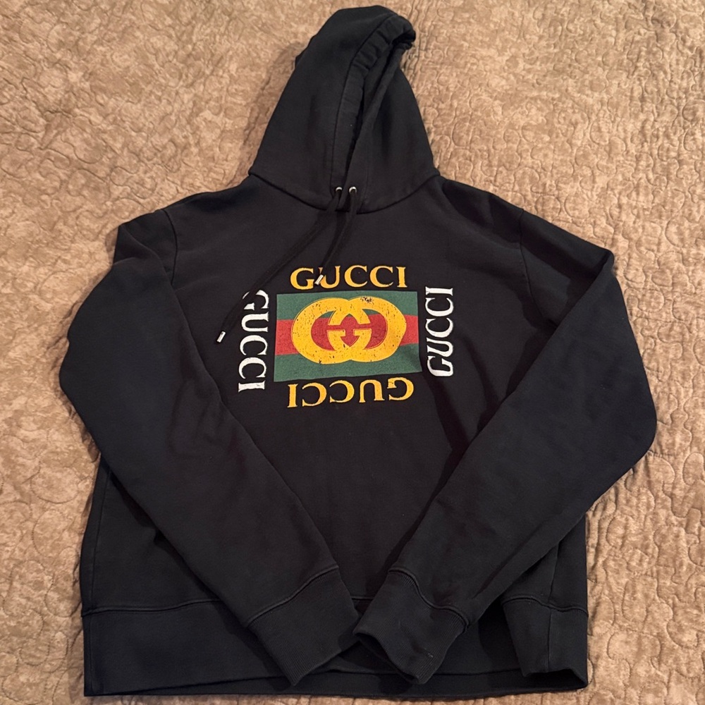 Gucci Black Sweatshirt with Multicolor Logo